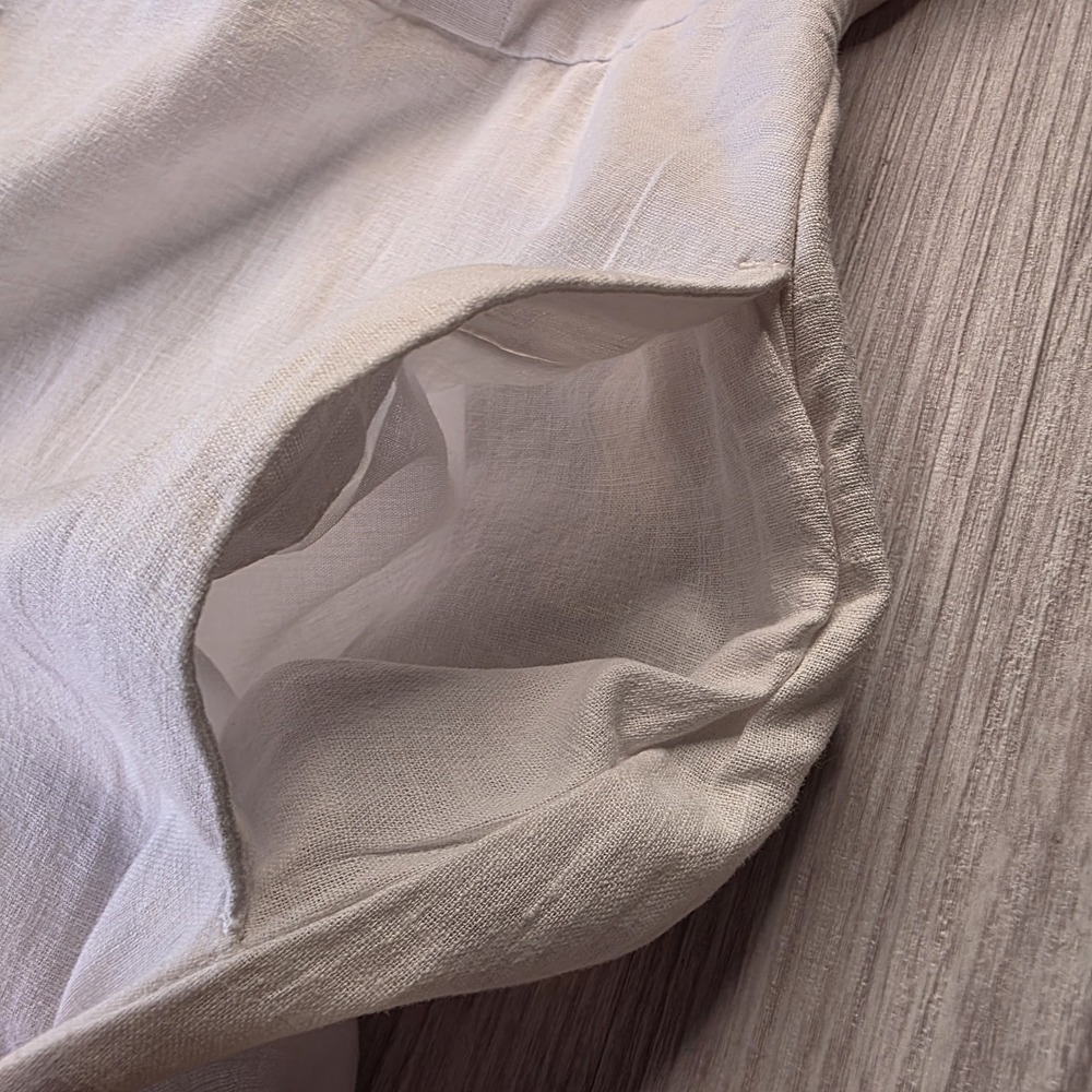 Hope & Henry Women's 2 White Linen Ruffle Dress Organic Cotton Lined Boho NWT - Picture 7 of 10